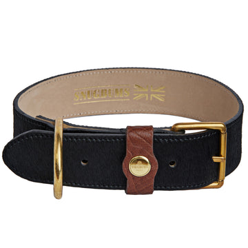 Luxury black and brown leather dog collar
