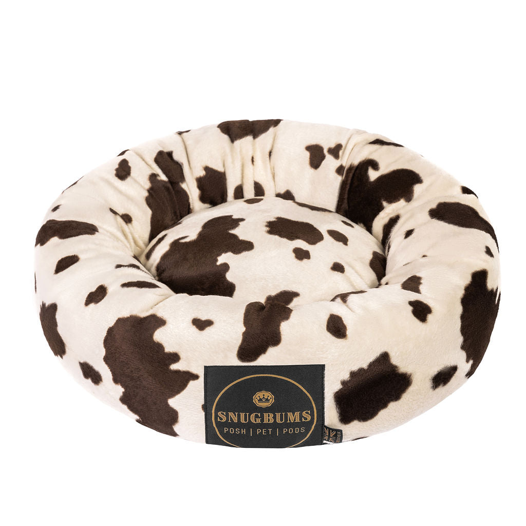 luxury washable cow print pet bed