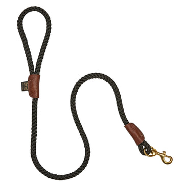 premium rope and leather dog clip lead with brass fittings